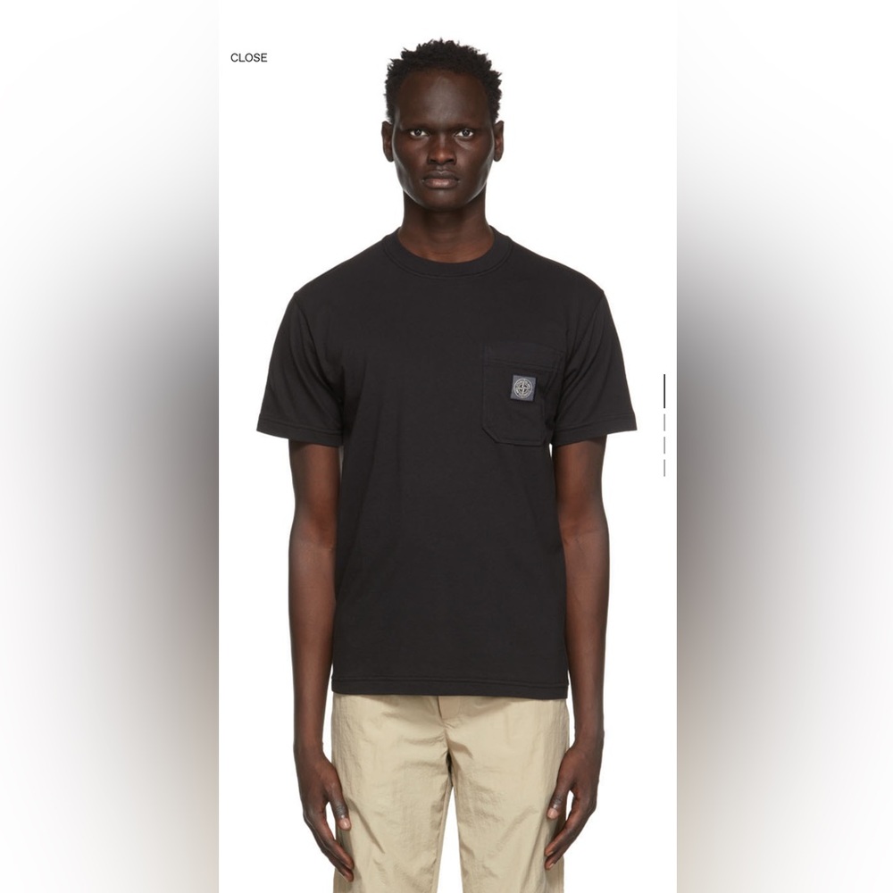 Stone Island Black Pocket T-Shirt with Logo Mens M